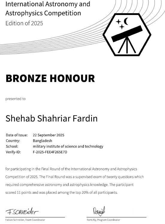 International Astronomy and Astrophysics Competition (IAAC) 2025